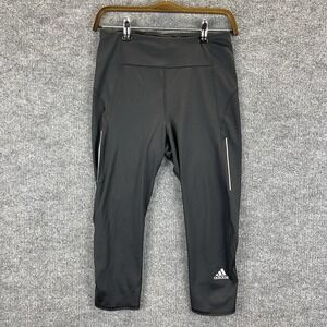Adidas Pants Women's Medium Black Activewear Running 3/4 Leggings Capri